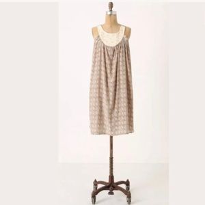 Anthropologie 100% silk crochet and paisley dress with tie